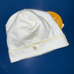 Magnolia Baby Pima Cottom White and Yellow Textured Hat with Bumblebee